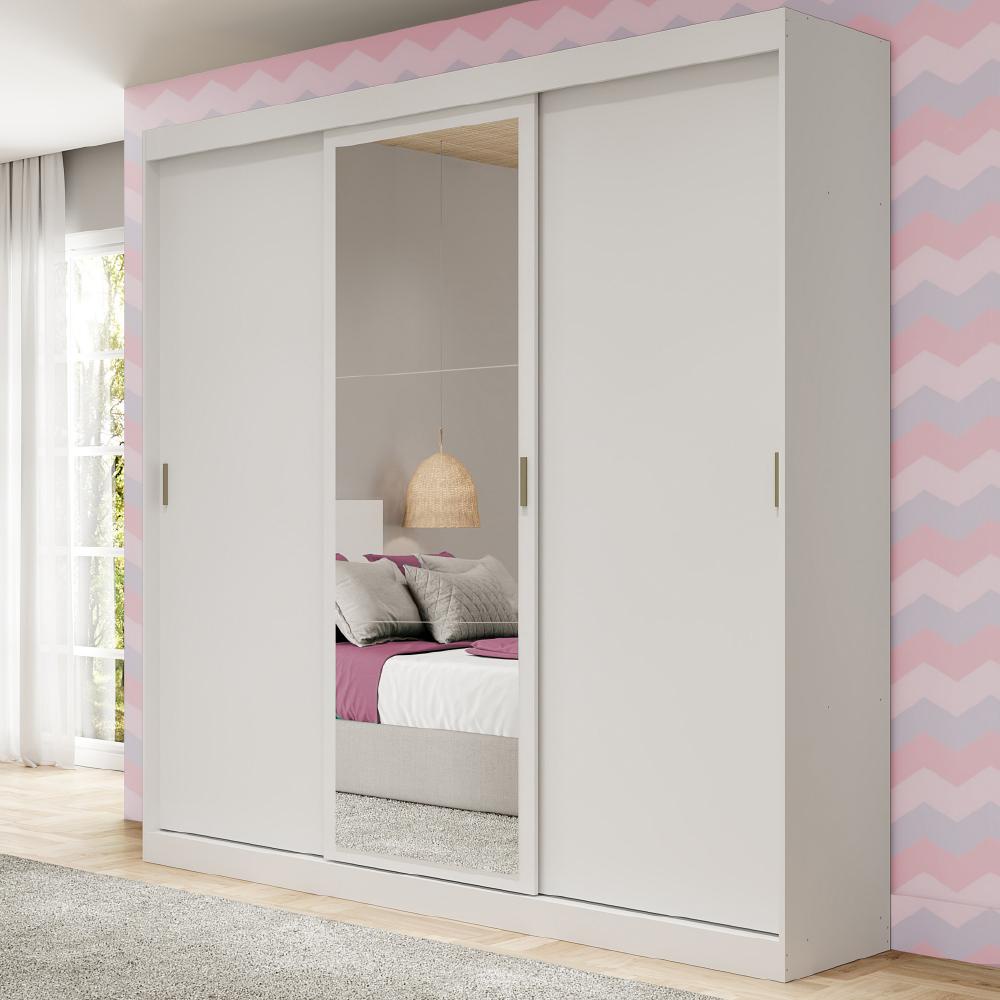 Guarda Roupa Infantil 3 Portas 4 Gav 1 Espelho Branco Fenix em Oferta na Shopee