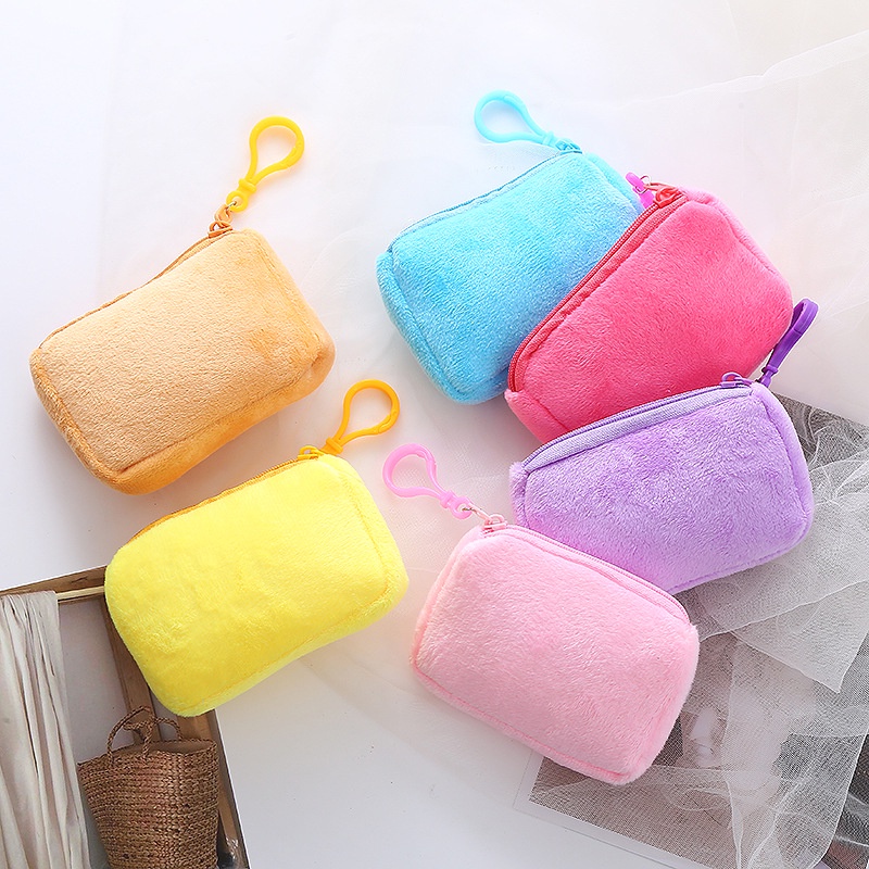 10/5/2 Pçs Macaron Pelúcia Moeda Bolsa Carteira Cartão Saco Chaveiro Pingentes Pendurado