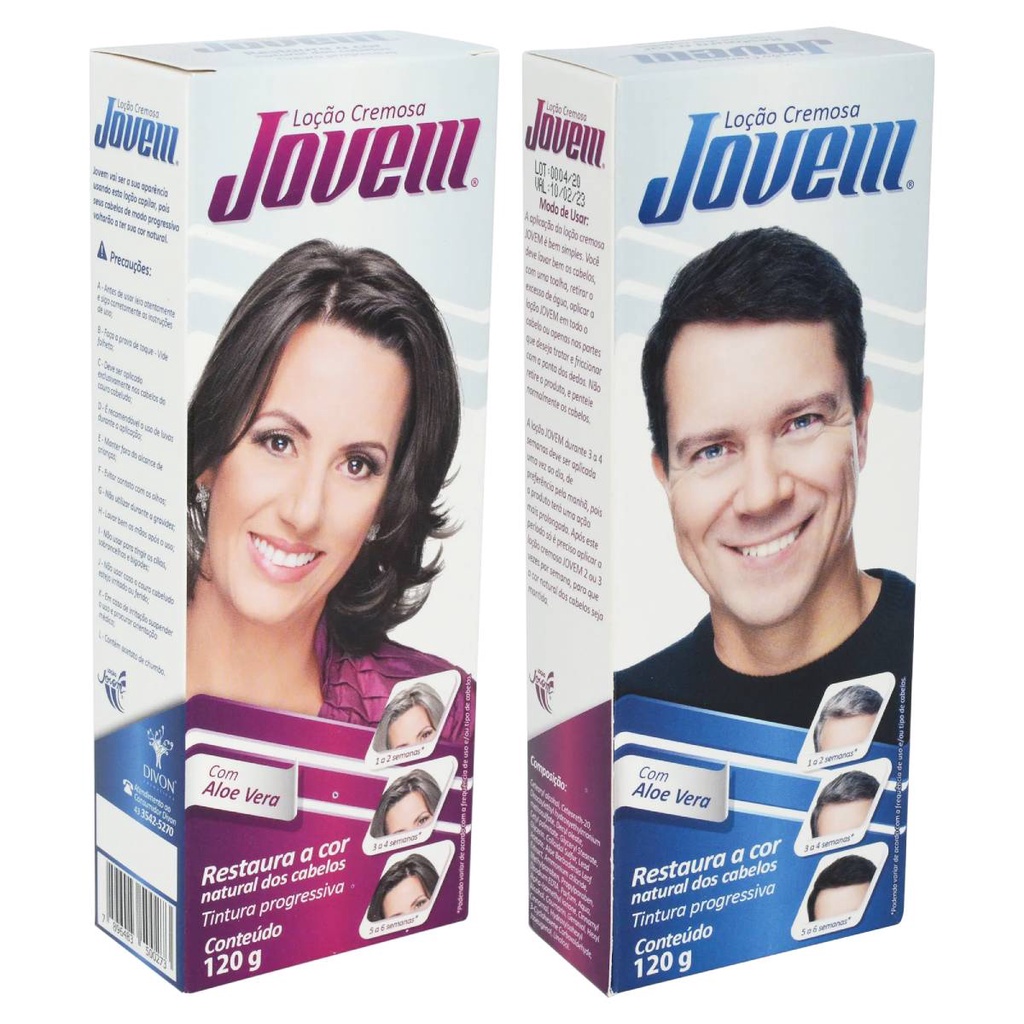 Kit Com 2 Loção Jovem Cremoso 120ml Escurecedora De Cabelo