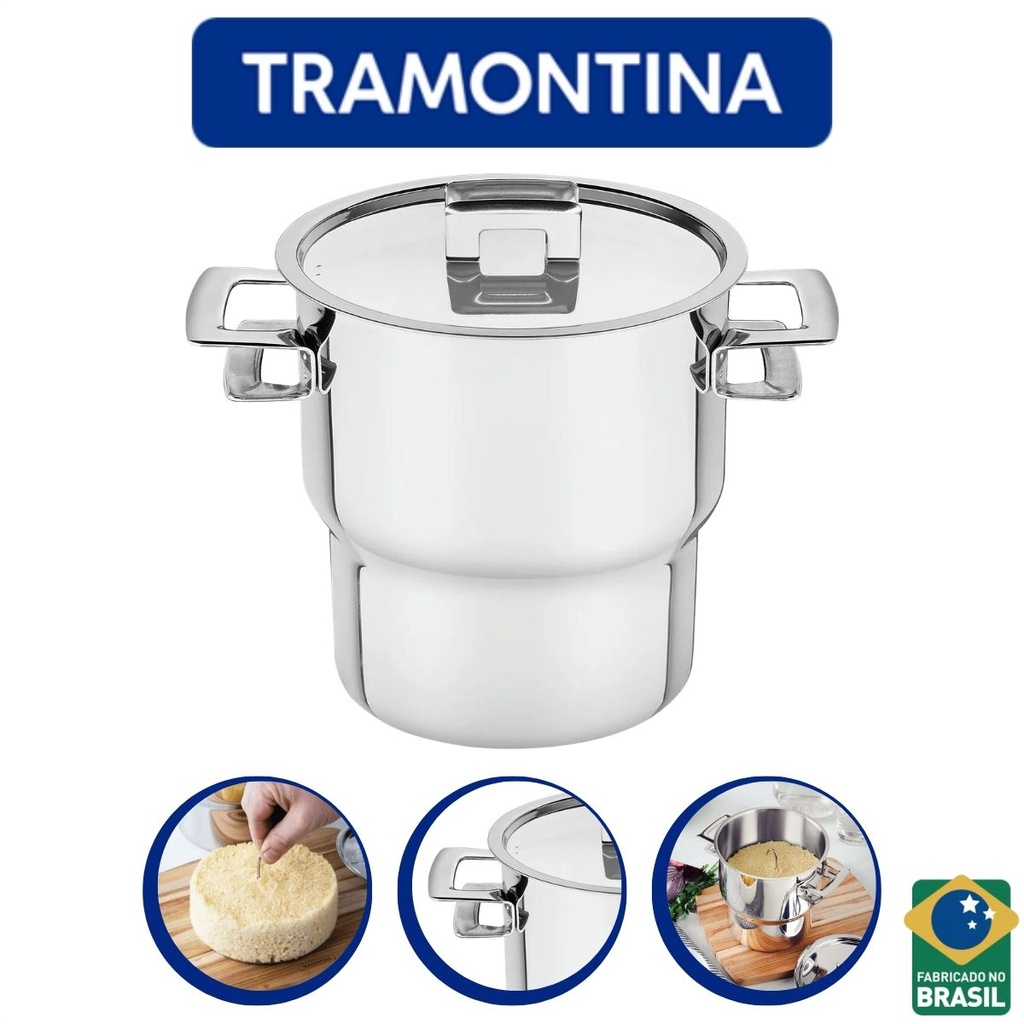 Cuscuzeira Tramontina Inox Brava Com Tampa Completa em Oferta na Shopee