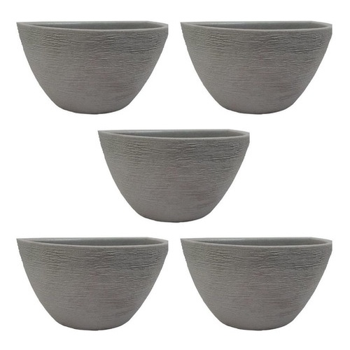 Kit 5 Vasos de Parede Cinza para Jardim Vertical 18x33