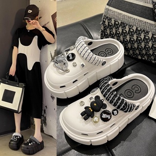 Sapatos De Buraco Espesso De 6-7cm De Altura Para Mulheres Vestir A Plataforma Do Urso Da Nova Moda De Verãoslippers em Oferta na Shopee