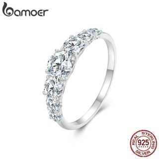 Bamoer Instrumento Teste 100 % Diamante 925 Fita Sterling 0.5ct/0.3ct/0.1ct Anel Moissanita Cintilante Estilo Clássico Para Presentes De Casamento Feminino