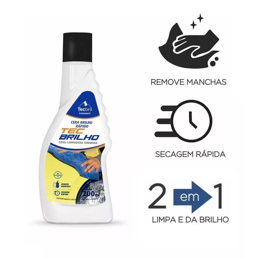 Cera Limpadora Líquida Cremosa Brilho Rápido Tecbril 200ml