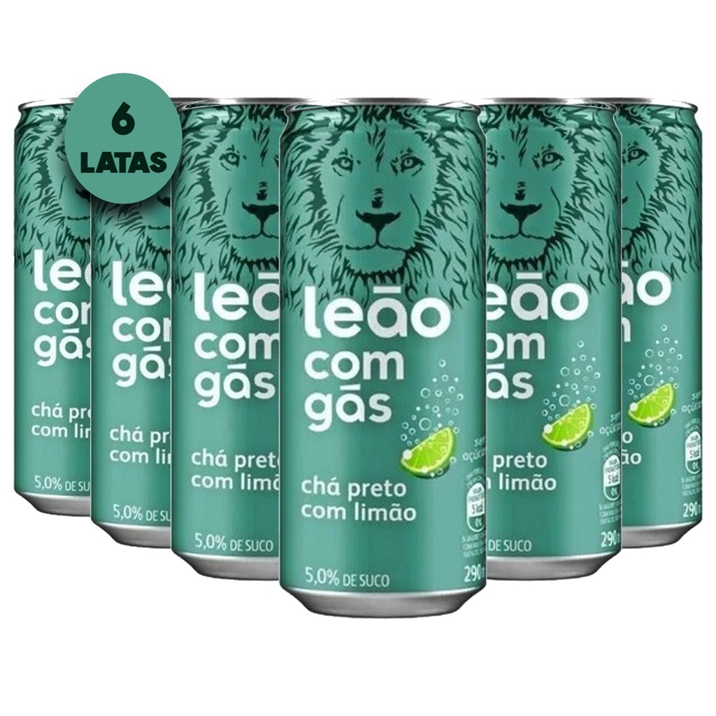 Chá Preto com Limão com Gás Leão Iced Tea 290ml (6 Latas)