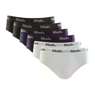 Kit 6 Cueca Mash Slip Algodão Elástico Básica Confortável