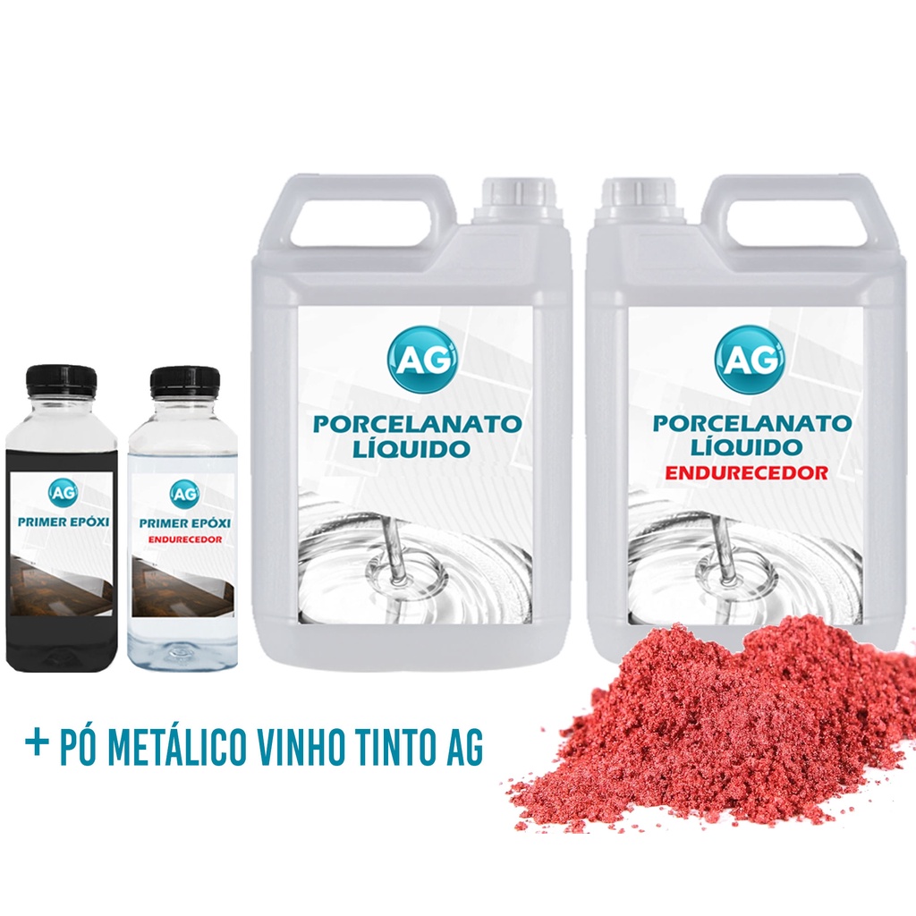 Kit Porcelanato Líquido Metálico Vinho Tinto AG por M²