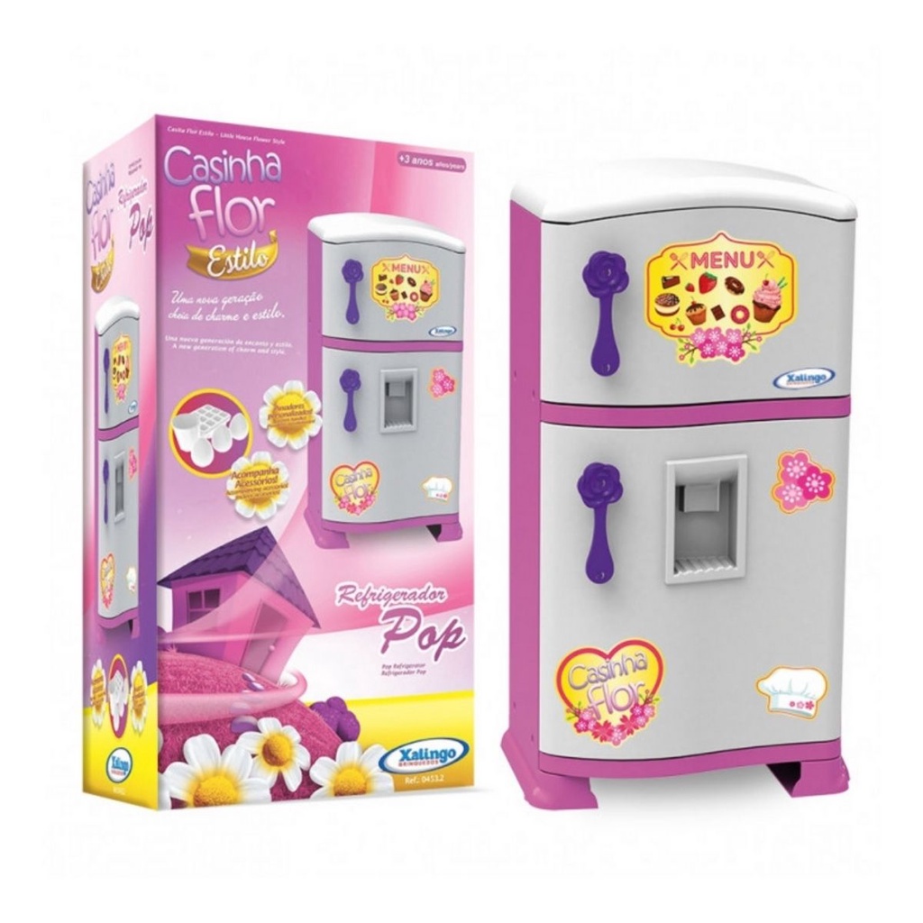 Brinquedo Infantil Refrigerador Pop Casinha Flor Xalingo - 0453.2 em Oferta na Shopee