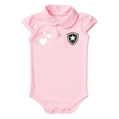 Body Bebê Botafogo Polo Rosa Manga Curta - Torcida Baby