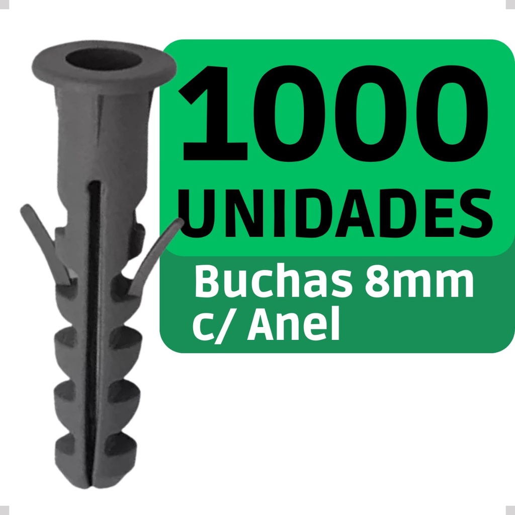 1000 Unidades Bucha Com Aba Anel 8mm Bucha para Construção Fixação Tijolo Alvenaria Concreto Parede