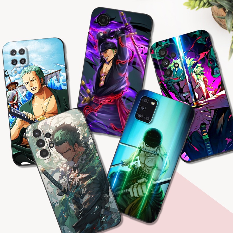 Capa Traseira Para Samsung Galaxy M13 M33 M53 4G 5G Telefone De Silicone Macio Anime One Piece Roronoa Zoro Preto