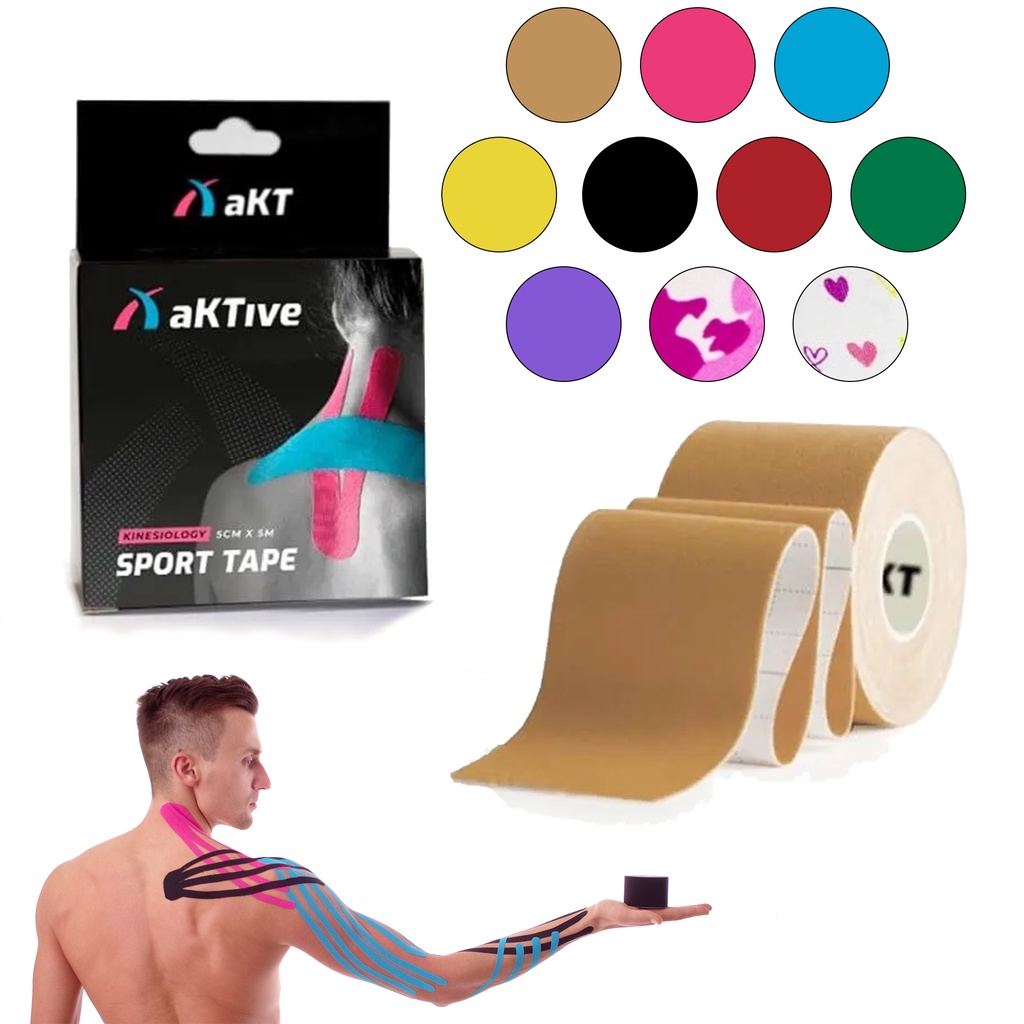 Bandagem Elástica 5cm x 5m - Fita Kinesio Premium Taping Fisioterapia - aKTive Tape