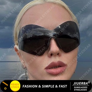 (JIUERBA) Cyberpunk Futuristic Tech Sense Sunglasses Onepiece Óculos De Sol Coloridos Sem Moldura Unisexo