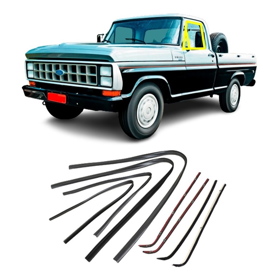 Kit Borracha Vidro Canaleta Com Pestana Ford F1000 Até 1992