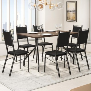 Conjunto Sala de Jantar Malaga Preto Mesa e 6 Cadeiras Carraro