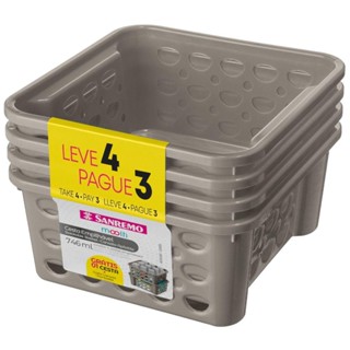 Conjunto de Cestas Sanremo SR8869 L4P3 0,746 Litros Cinza