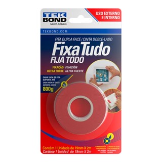 Fita acrílica dupla face 19mm x 2m - exterior - blíster - tekbond
