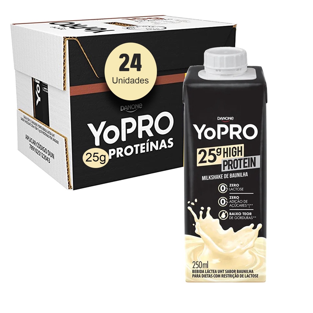 YOPRO 25g Proteinas Milkshake Baunilha 250ml (24 unidades)