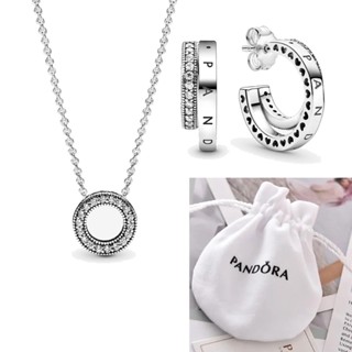 Conjunto Colar e Brincos Redondo 925 Corrente de Prata e Saco de Veludo