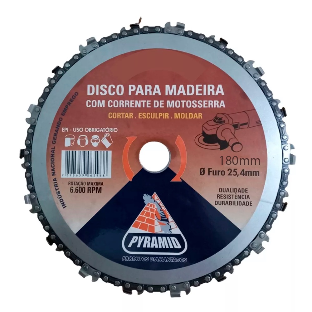 Disco Para Moto Serra Com Corrente Para Escavar Entalhar Cortar Esculpir Madeira Em Geral 180x25,4mm