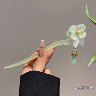 Jade Lily Tassel Dangle Pendant Chinês Tradição Hairpin Headwear Acessório De Cabelo