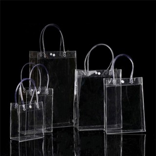 Saco Plástico Transparente Para Presente Com Alça Em PVC , Reutilizável Festas