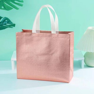 （10pcs）Saco Não Tecido A Laser Portátil De Roupa Para Compras Laminado Logotipo Impresso Tote Em Relevo Ecológico