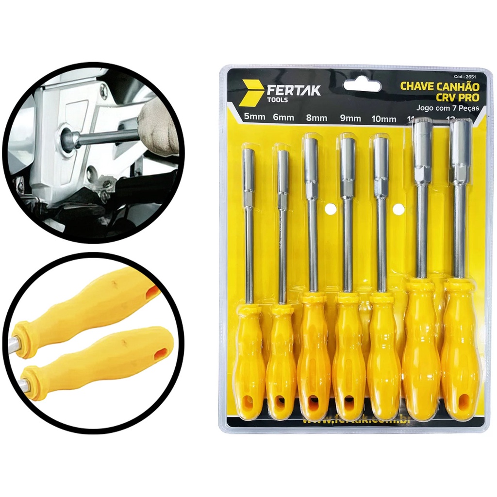 Jogo De Chaves Canhão Com 07 Peças Fertak 5-13mm 2651 em Oferta na Shopee