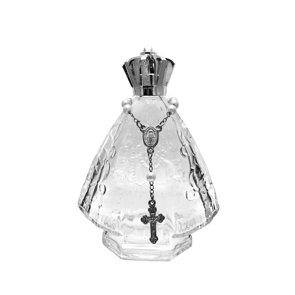 5 Vidros Nossa Senhora 90 ml coroa prata + terço prata santinha