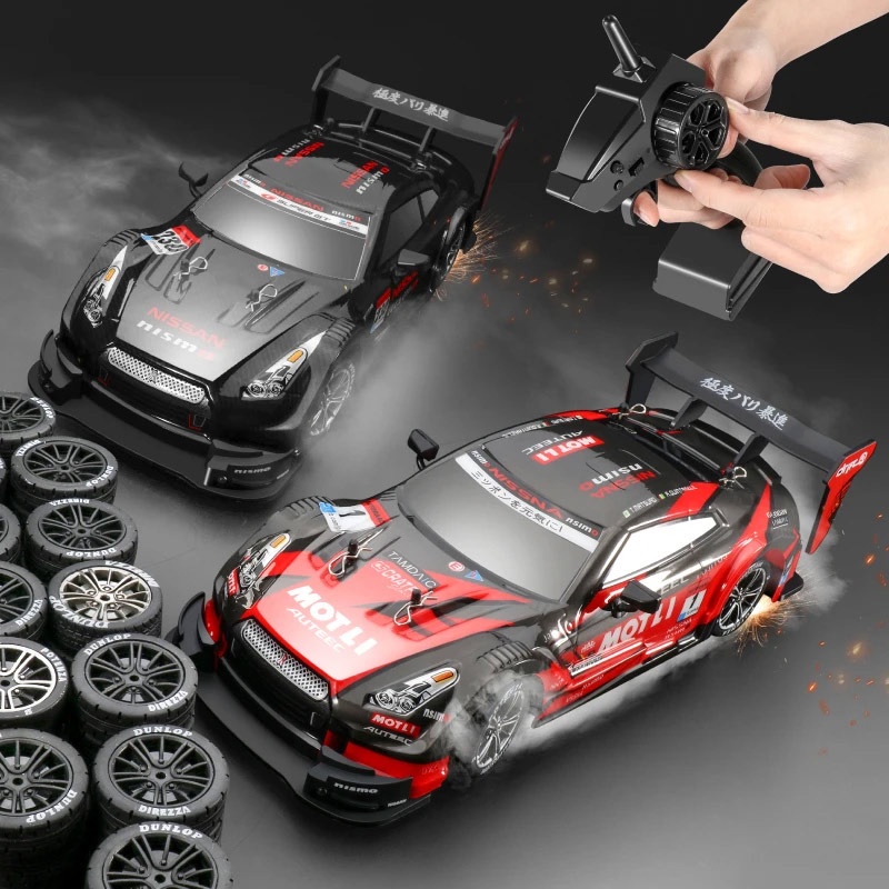Carrinho de controle remoto tração nas quatro rodas Drift recarregável com luz Led carro e...