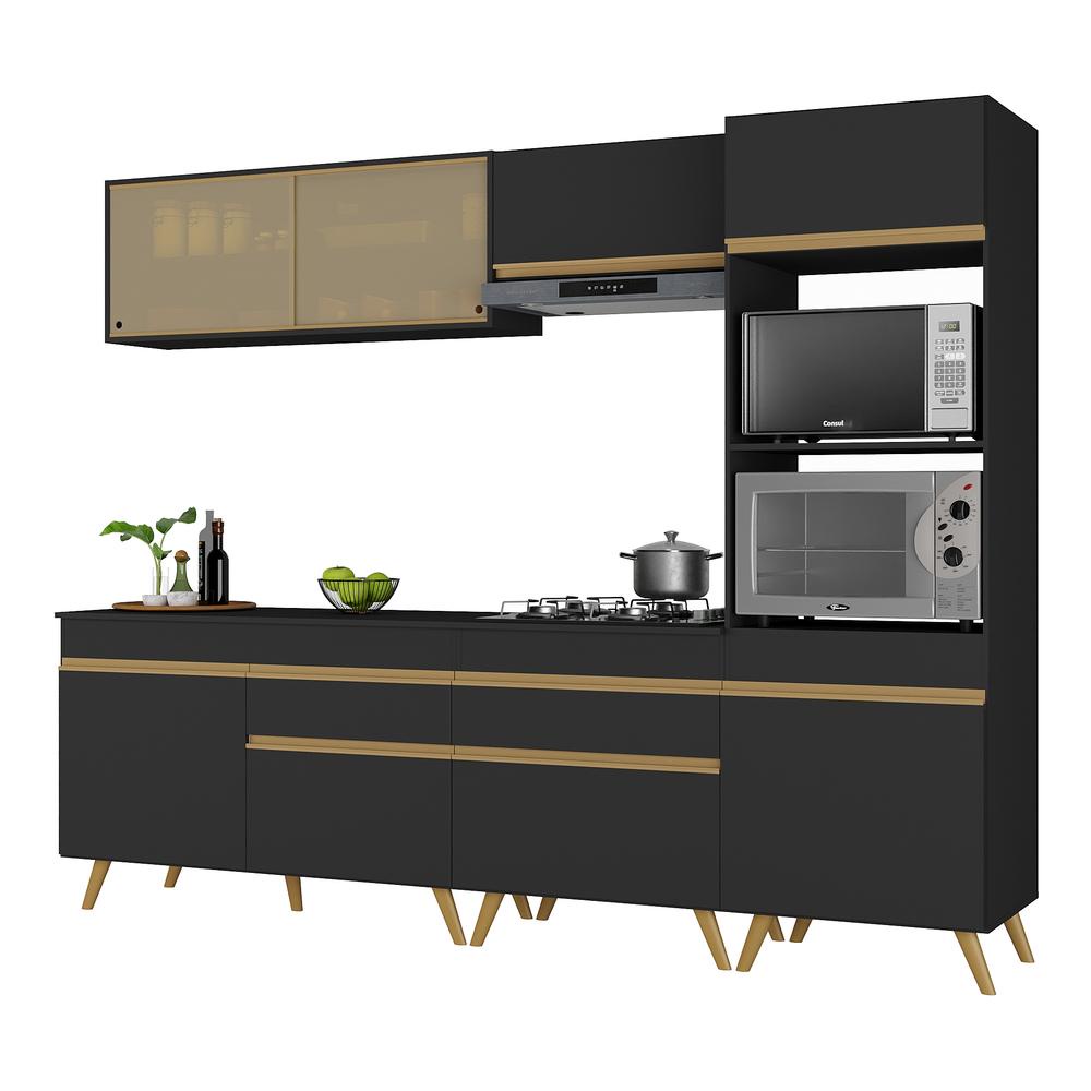 Cozinha Completa Multimóveis Veneza GB FG3715  com Armário e Balcão Preta em Oferta na Shopee