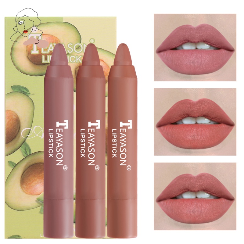 TEAYASON/3 Pcs Conjunto De Batom De Veludo Mate/Delicado/À Prova D'água/Não-Stick/Lápis Nu