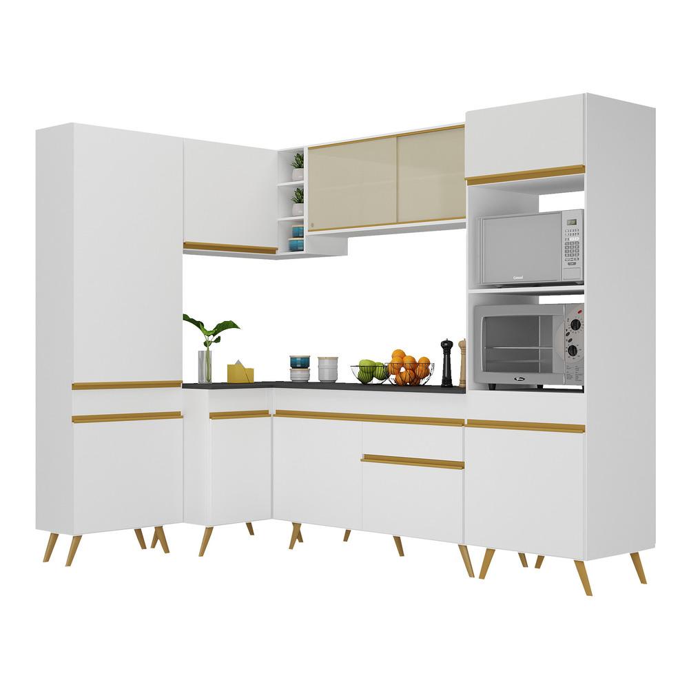 Cozinha Completa de Canto Veneza GW Multimóveis MP2050 com Armário e Balcão Branca em Oferta na Shopee
