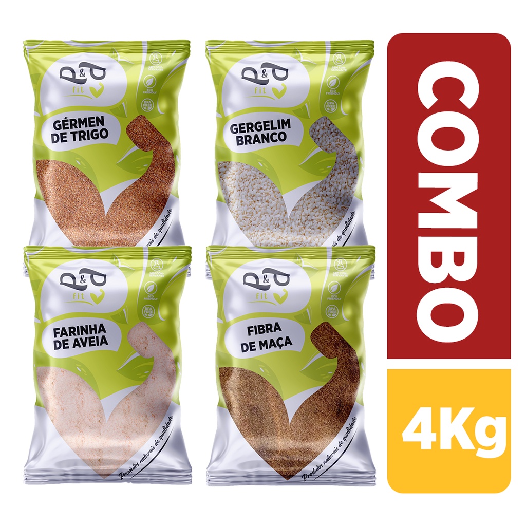 Germen de Trigo, Fibra de Maça, Gergelim, Farinha de Aveia