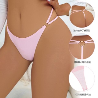 Esparguete Duplo Sexy Com Alça/Tanga/Fivela De Anel Metálico/Calcinha De Senhora Respirável t Palavra