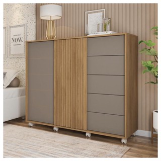 Cômoda Sapateira 2 Portas 5 Gavetas Marrom Pegasus Caemmun em Oferta na Shopee