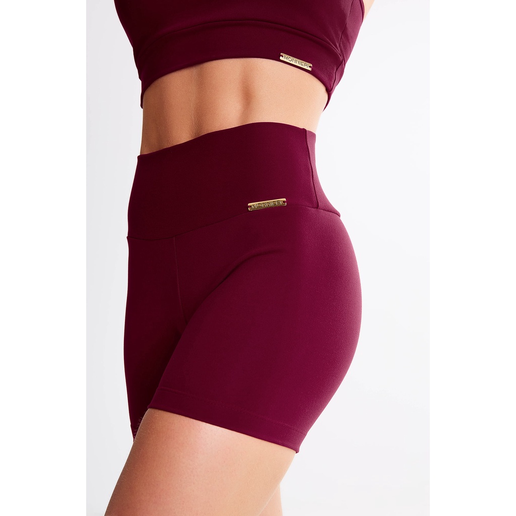 Short Feminino Bordô Suplex Moda Fitness Não Transparente Cintura Alta Academia Dia a Dia Exercícios Corrida Crossfit P