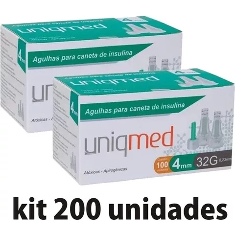 Kit Agulha P/caneta De Insulina 4mm 32g Com 200un - Uniqmed