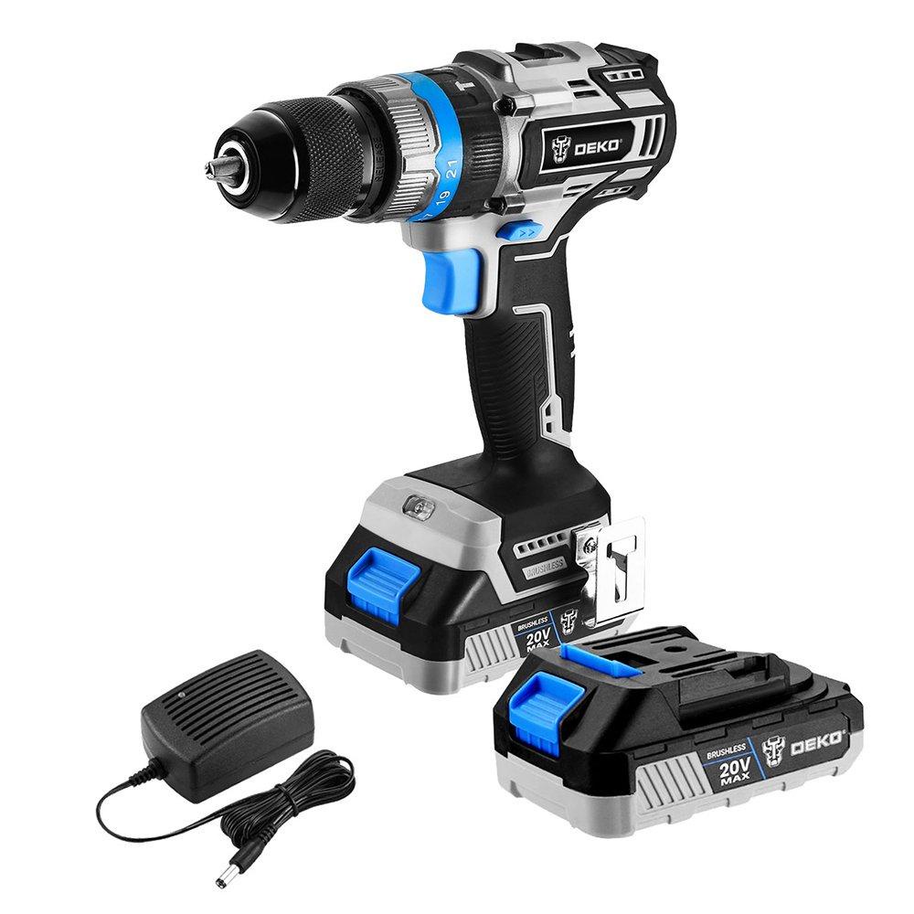 Furadeira Parafusadeira de Impacto Brushless 1/2 Pol. 62Nm com 2 Baterias de 20V Bivolt DEKO em Oferta na Shopee