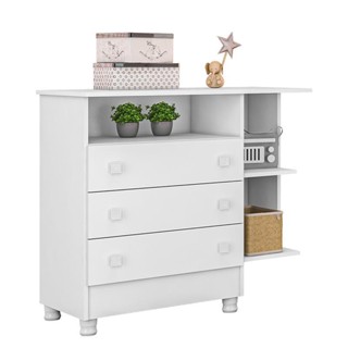 Cômoda Infantil 3 Gavetas Doce Sonho com Nicho e Pés - Qmovi