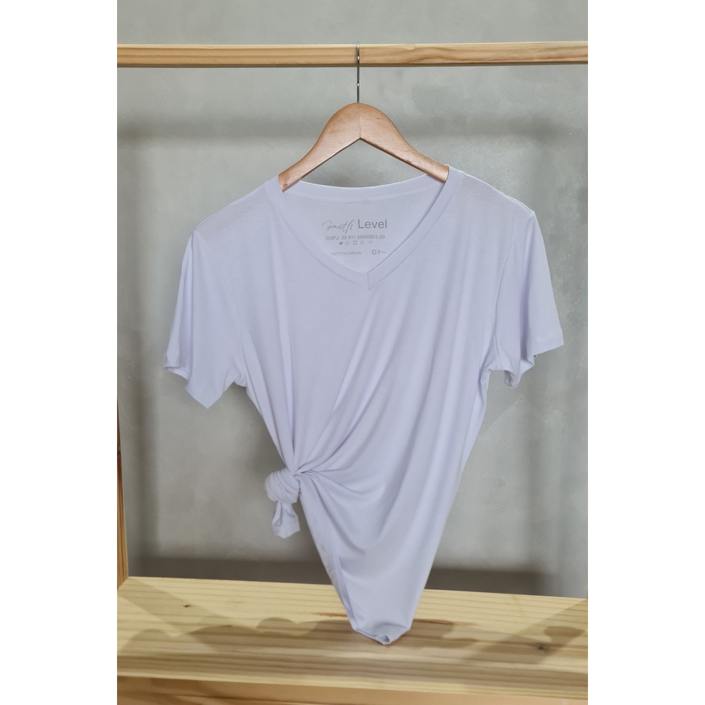 Camiseta Plus Size T Shirt Feminina Gola V Viscolaycra Lisa