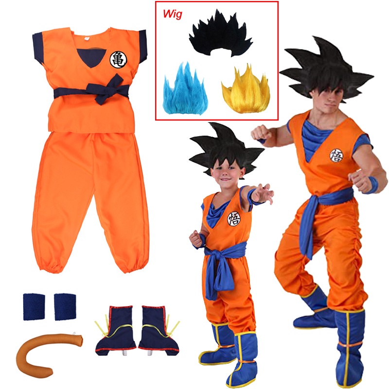Traje De Halloween Anime Dragon Ball Para Crianças Boy Son Goku Cosplay Aniversário em Oferta na Shopee