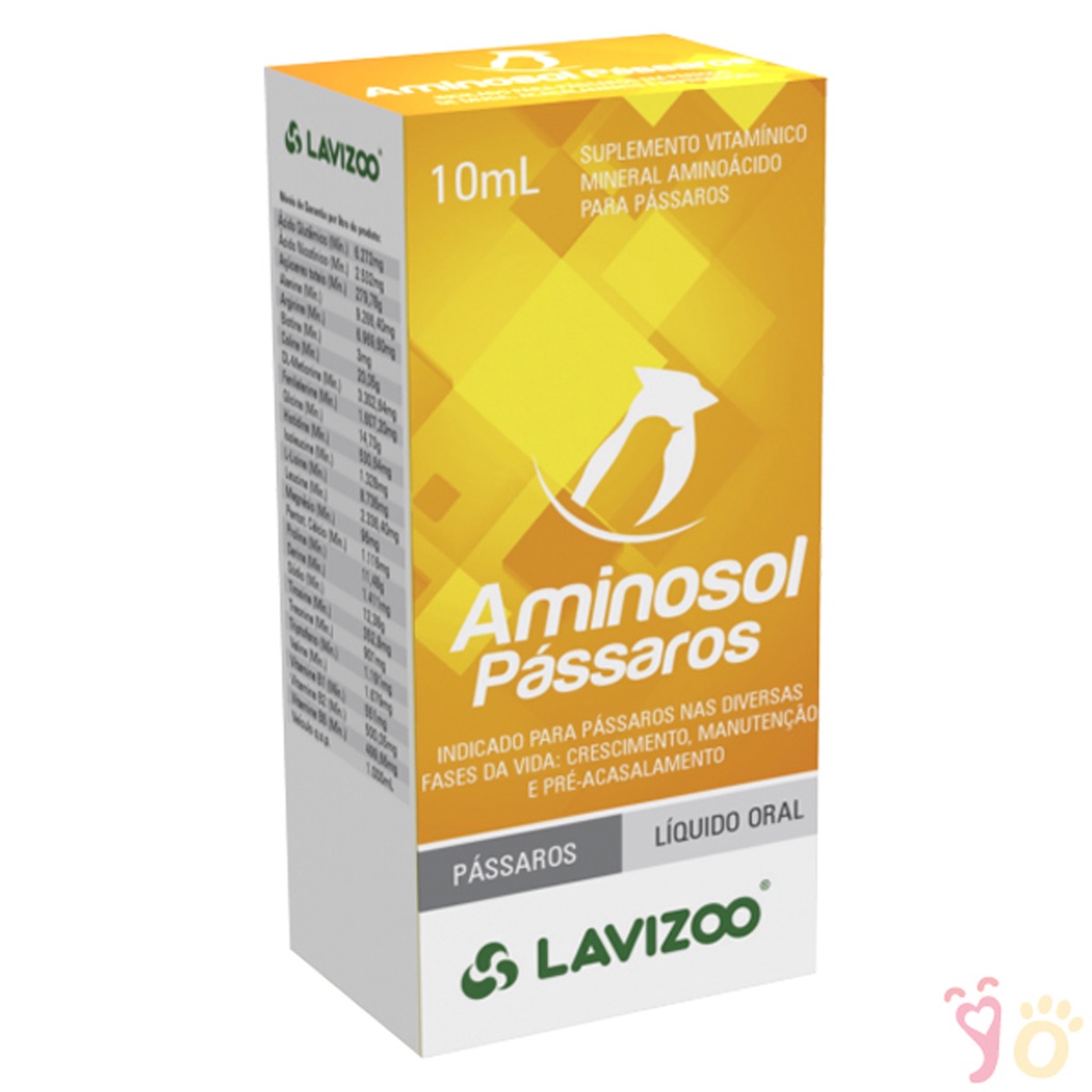Aminosol para Pássaros Lavizoo Suplemento Aminoacído - 10 mL em Oferta na Shopee
