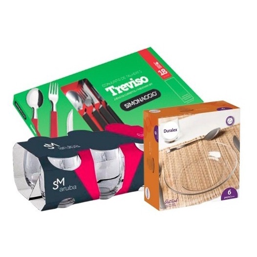Utilidades Domestica Dia A Dia Pratos Talheres E Copos Combo