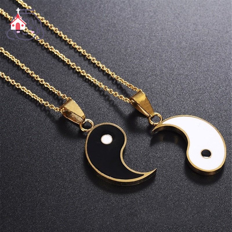 2 Pcs set De Tai Chi Yin Yang Gossip Pendant Necklace Popular Colar De Gargantilha De Corrente De Ouro Longo Para Casal E Amigo Acessórios De Jóias De Amizade Do Dia Dos Namorados SJHY0404