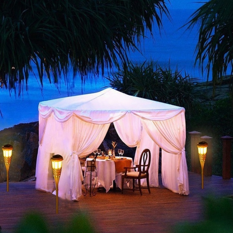 Luz Solar De Bambu LED Para Jardim, Sensor Automático à Prova D'água, Lâmpada De Gramado De Chama COSYLIFE01