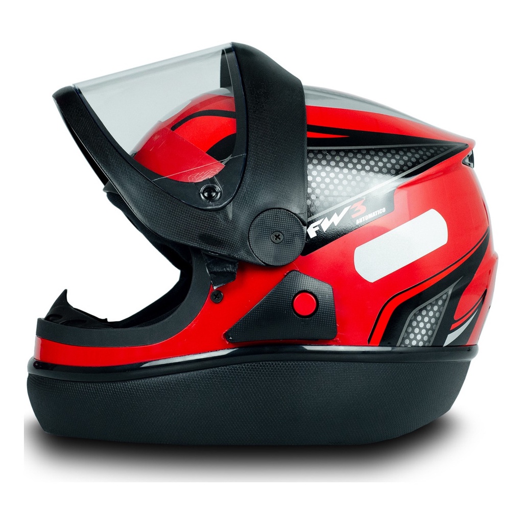 Capacete Fechado Moto Com Narigueira Automatic Tamanho 58 Vermelho Inmetro em Oferta na Shopee