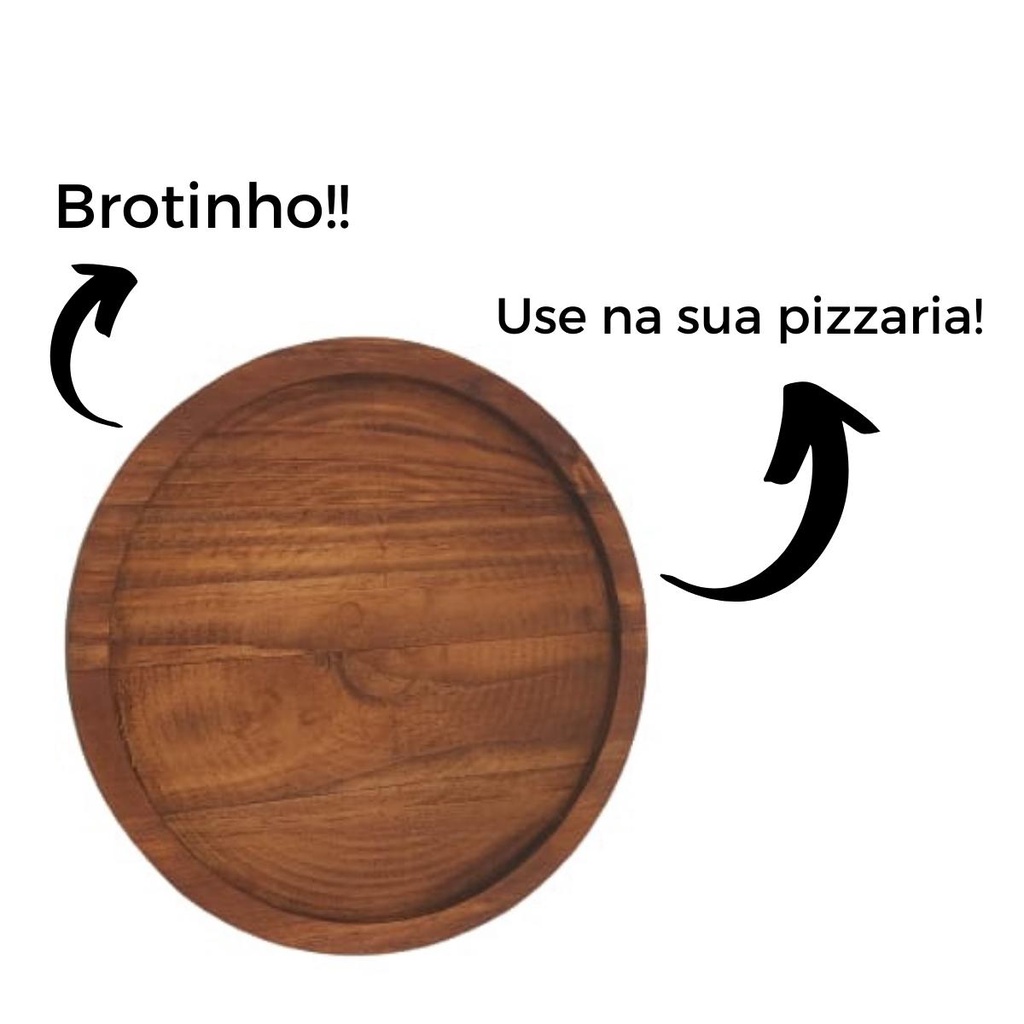 Bandeja de Pizza de 25cm Madeira Rústica — imagem 2 de 2