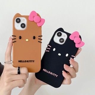 Sanrio Hawaiian Black Skin Hello Kitty Para iPhone 11 13 14 12 Pro Max Capa De Silicone À Prova De Choque Telefone