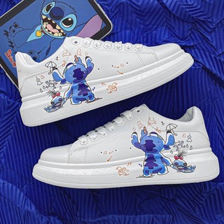 Tênis Disney Stitch, para homens e mulheres, sapatos de vulcanização para casais, sapatos casuais Kawaii para mulheres, 3D Graffiti